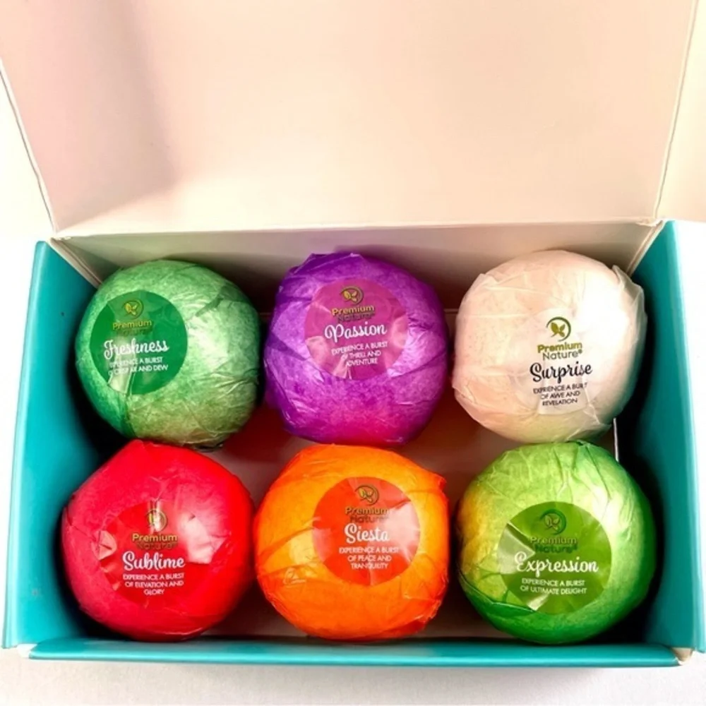 Premium Nature 6 Big Bath Bombs Toy Surprise All Natural Burst of Nature